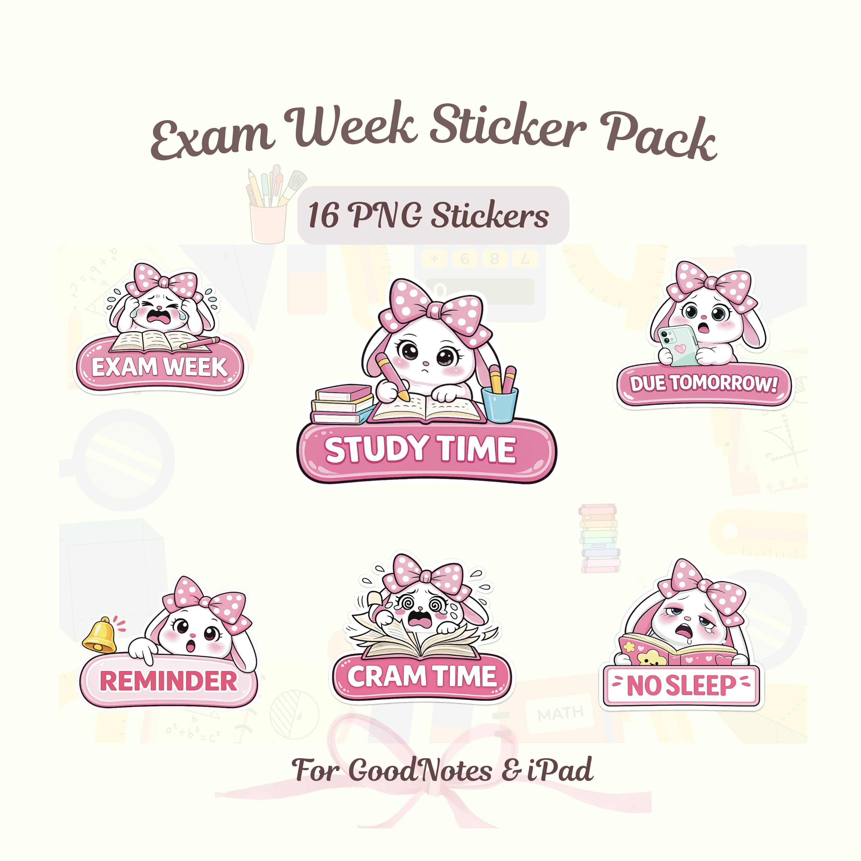 Example Exam Question Sticker Exam Week Sticker Pack | 16 Cute Study Stickers | Student Life, Finals ...
