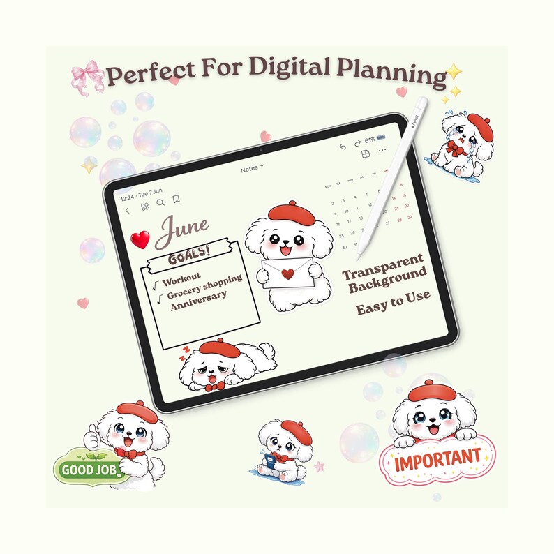 Cute Puppy Planner Stickers PNG | Kawaii Dog Stickers | Digital Planner ...