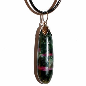 Ruby Fuchsite Pendant Necklace 34-CT Hand Carved Gift Boxed