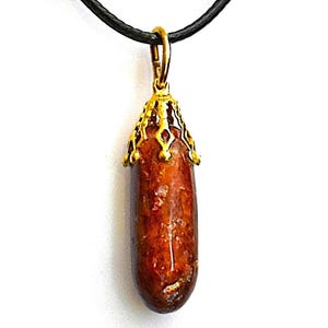 Red Hematoid Rainbow Fire Inclusions Pendant Hand Carved North Carolina Crystal COA