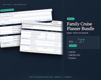 Family Cruise Planning Bundle: Budget Calculator, Packing List (Google Sheets, Excel)