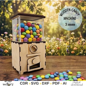 Wooden Candy Machine Laser Cut File, 3mm Plywood Dispenser Plan (Digital Download)