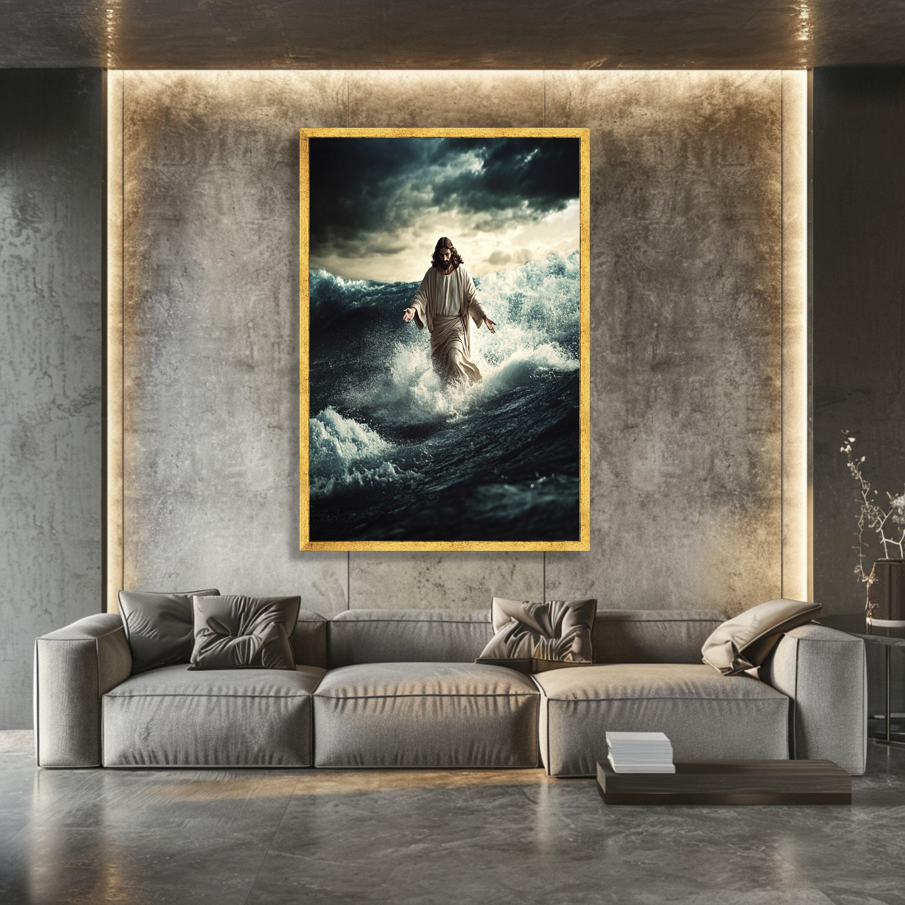 Walking on Water Canvas Wall Art, Jesus Christ Spiritual Art ...