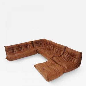 Michel Ducaroy Togo Modular Sofa Set for Ligne Roset, Vintage 1970s French Leather Sectional, Mid Century Modern Designer Furniture