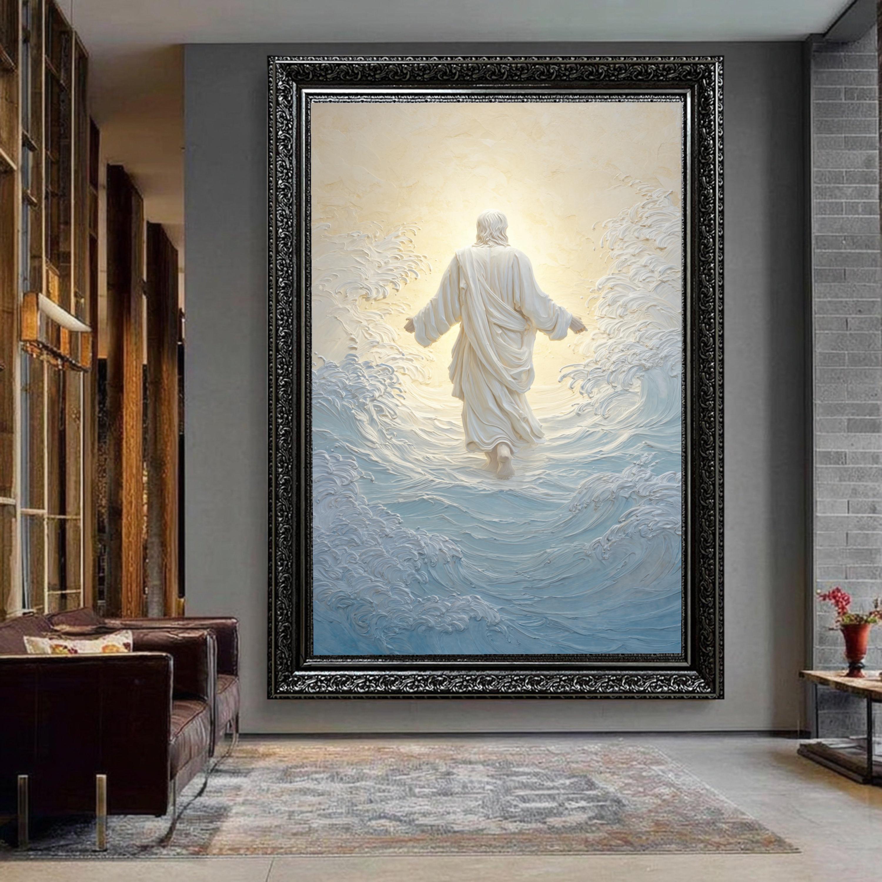 Walking on Water Canvas Wall Art, Jesus Spiritual Canvas, Christian ...