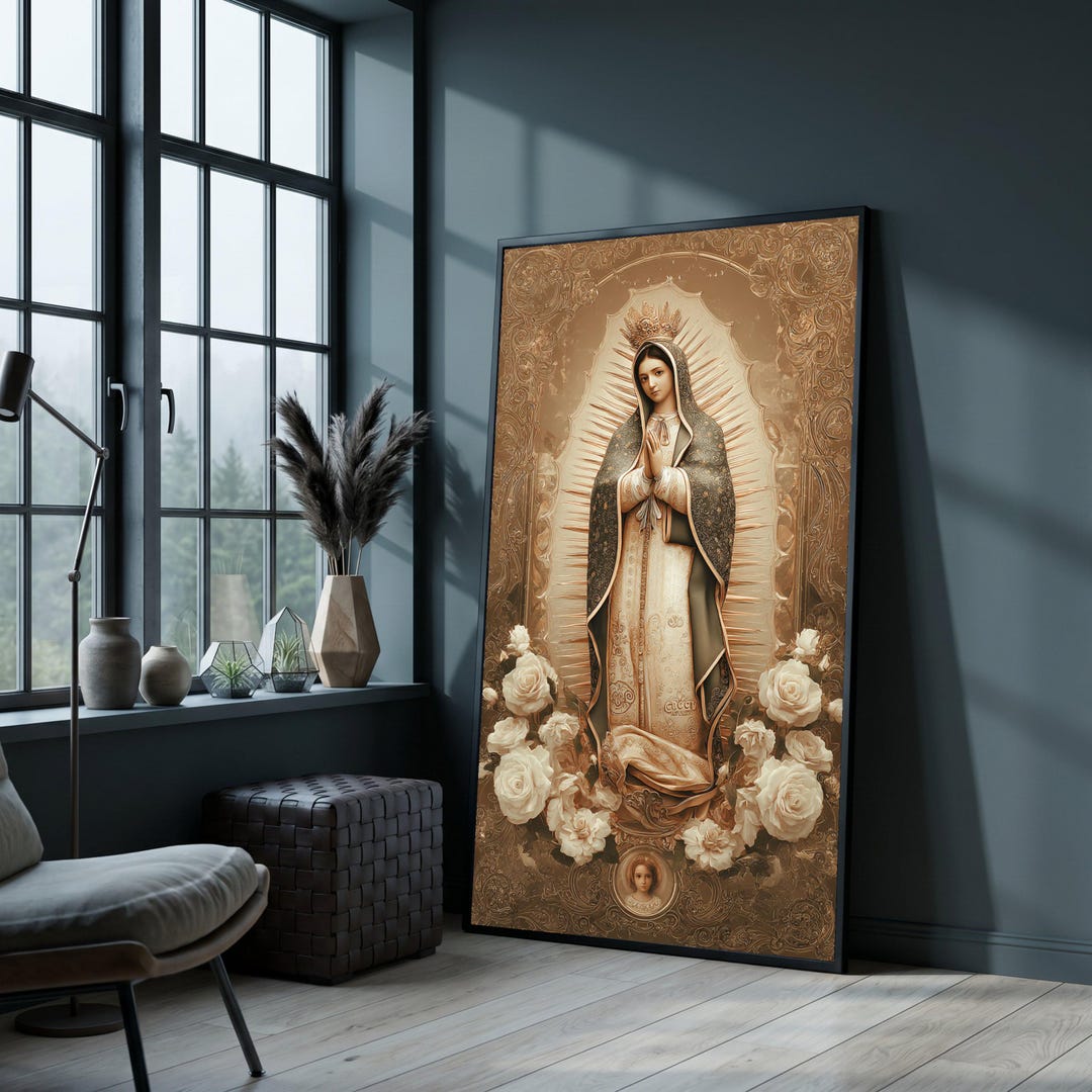 Virgin Mary Canvas Wall Art, Religious Catholic Decor, Praying Madonna ...