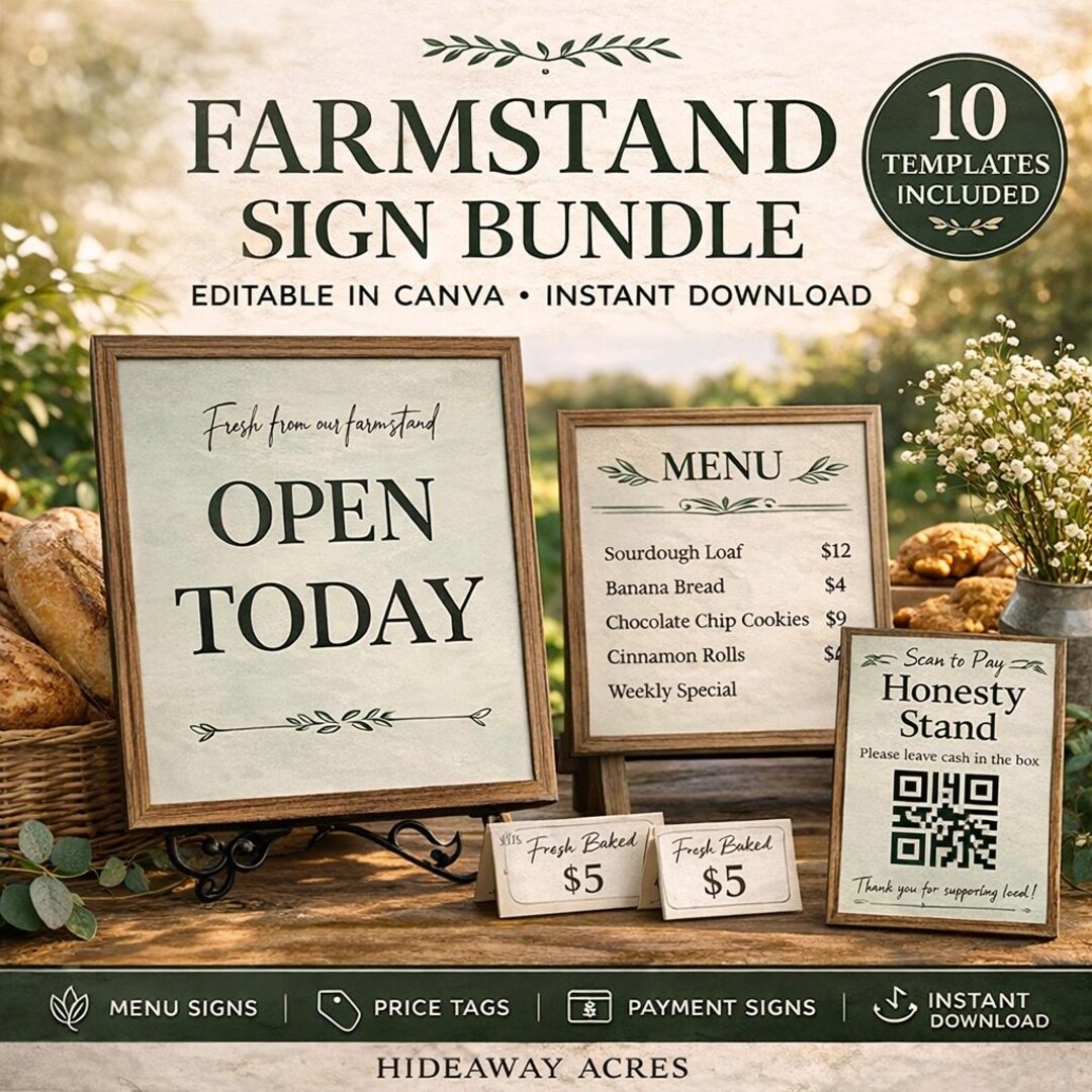 Farmstand Signs Bundle, Editable Canva Price Tags (digital Download) - Etsy