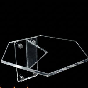 Wall Clear Acrylic Plexi-Glass Lucite Hexagon Shelf With Acrylic Bracket