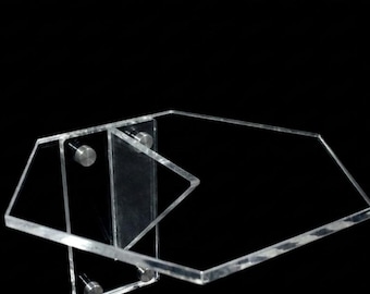 Estante hexagonal de plexiglás acrílico transparente de pared con soporte de acrílico