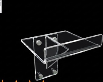 Estante cuadrado de plexiglás acrílico transparente para pared con borde y soporte de acrílico transparente