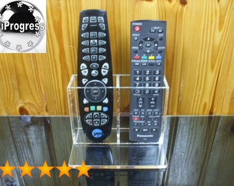 Desk Table Double Holder Stand Display for Two TV Cable Receiver Remote Controls