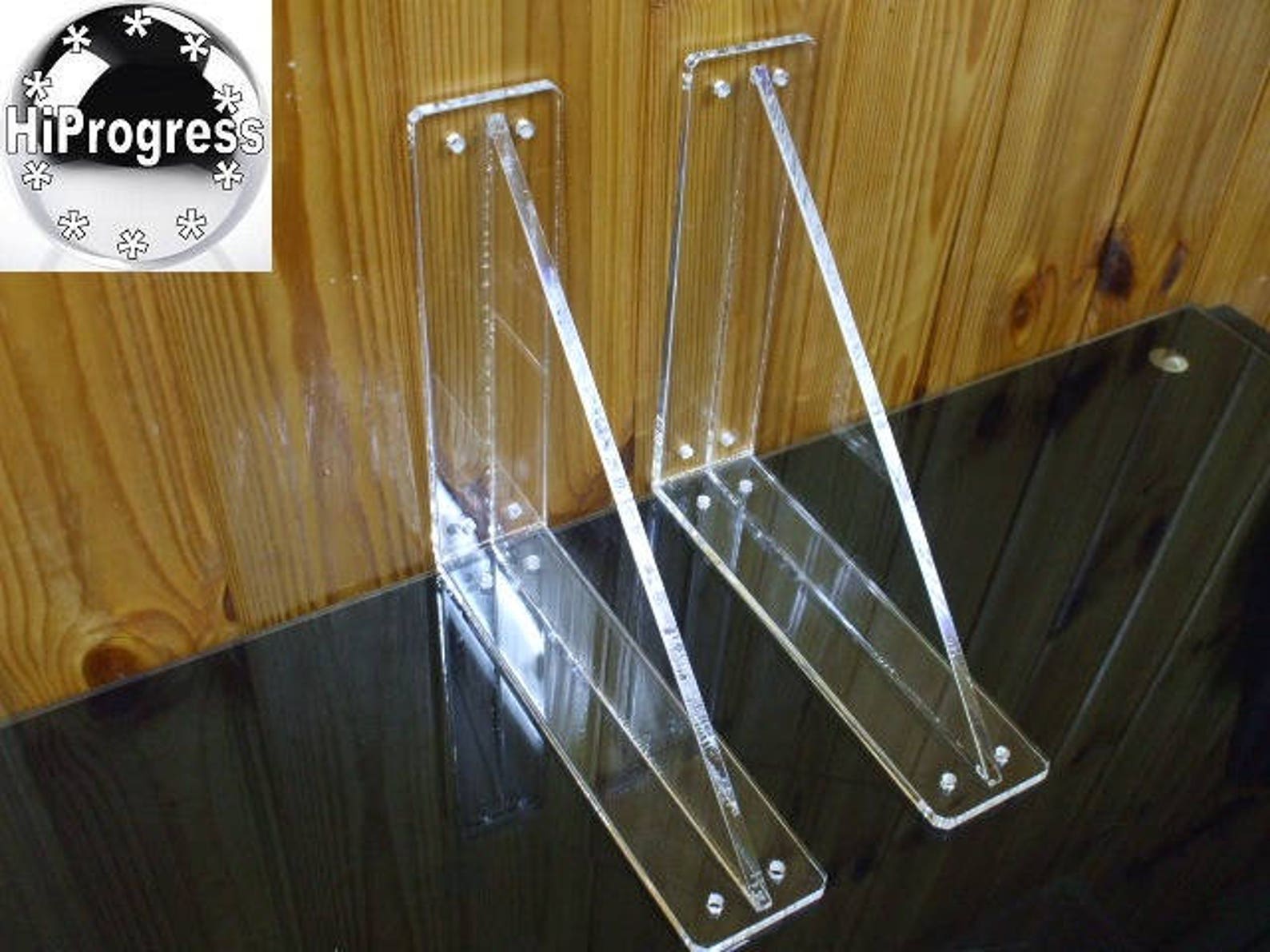 Pair Two 2pcs Large Clear Acrylic Support Brackets for Wooden Etsy
