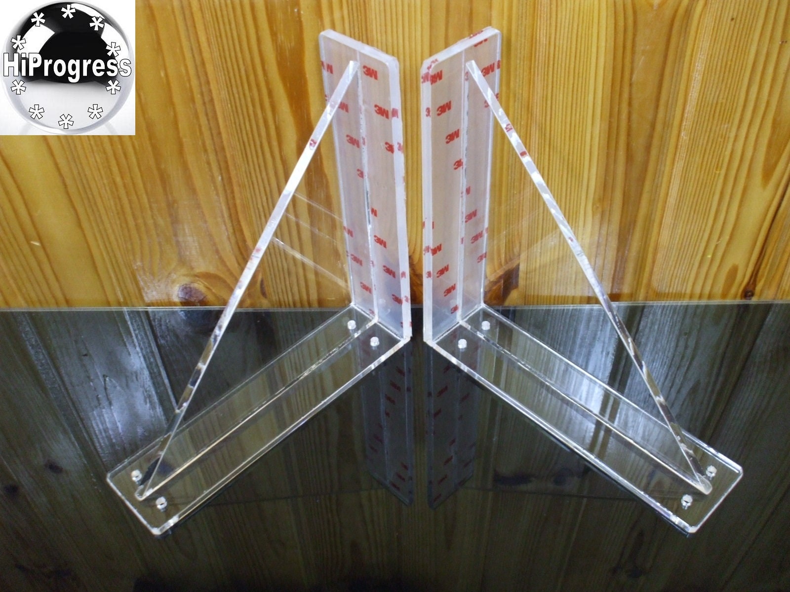 Pair Two 2Pcs Large Clear Support Brackets for Acrylic or Etsy