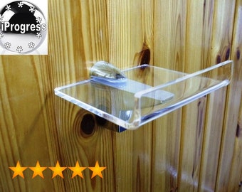 Wall Clear Acrylic Plexi-Glass Square Shelf With with Edge & One XL Bracket