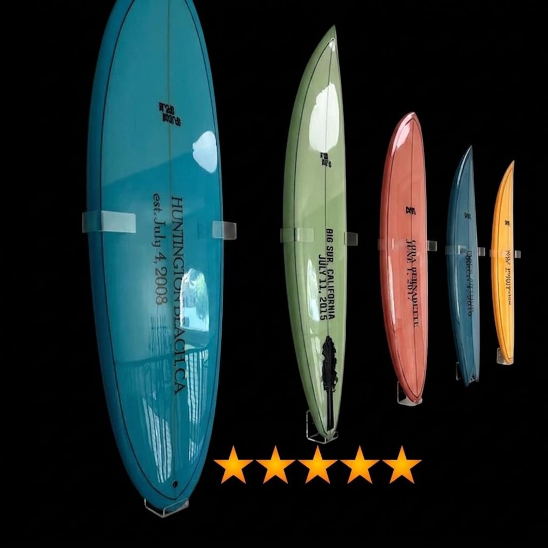 Vertical Clear Acrylic Wall Mount Display Rack for Surfboard