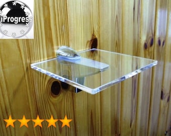 Wall Clear Acrylic Plexi-Glass Square Shelf With One XL Bracket