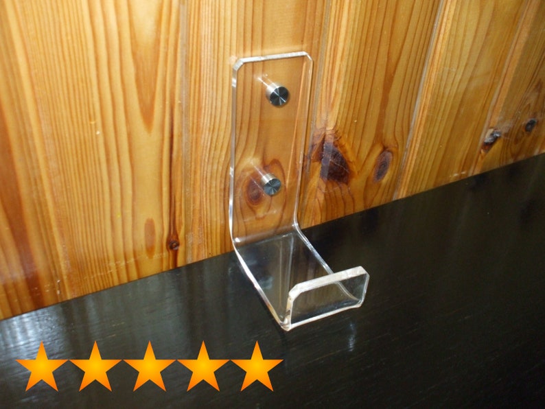 Custom Clear Acrylic Hook Holder Bracket Support for Wall Installation image 1