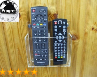 TWO TV Cable or Satellite Decoder Receiver Remote Controls Wall Holder Stand Display.
