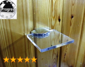 Wall Clear Acrylic Plexi-Glass Square Shelf With One Bracket