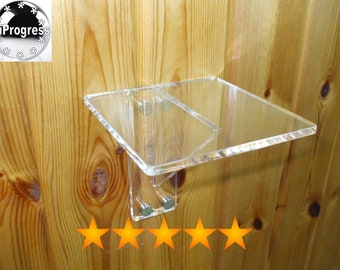 Wall Clear Acrylic Plexi-Glass Lucite Square Shelf With Acrylic Bracket