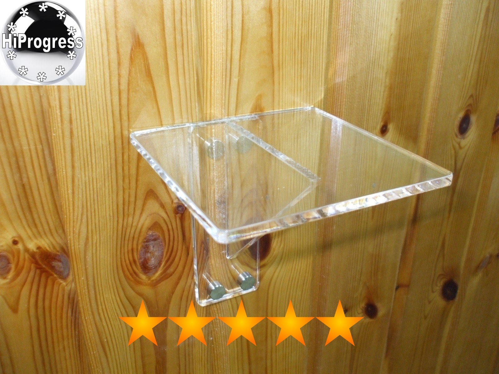 Wall Clear Acrylic Plexi-Glass Lucite Square Shelf With Acrylic Bracket