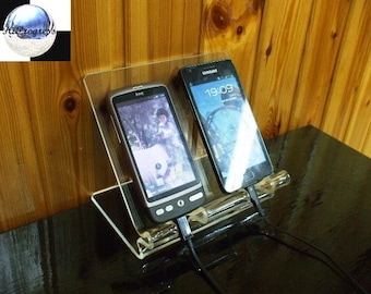 Desktop Universal Dual Holder Stand Display for Two (2) Couple Smartphones