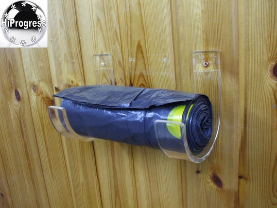 Dispensador de bolsas de basura, soporte de rollo de acrílico para montaje  en pared, organizador de cocina, soporte para bolsa de basura, bolsa de