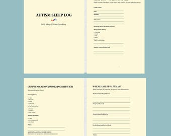 Registro de sueño para personas con autismo / Comportamiento diario y resumen semanal (descarga en PDF)