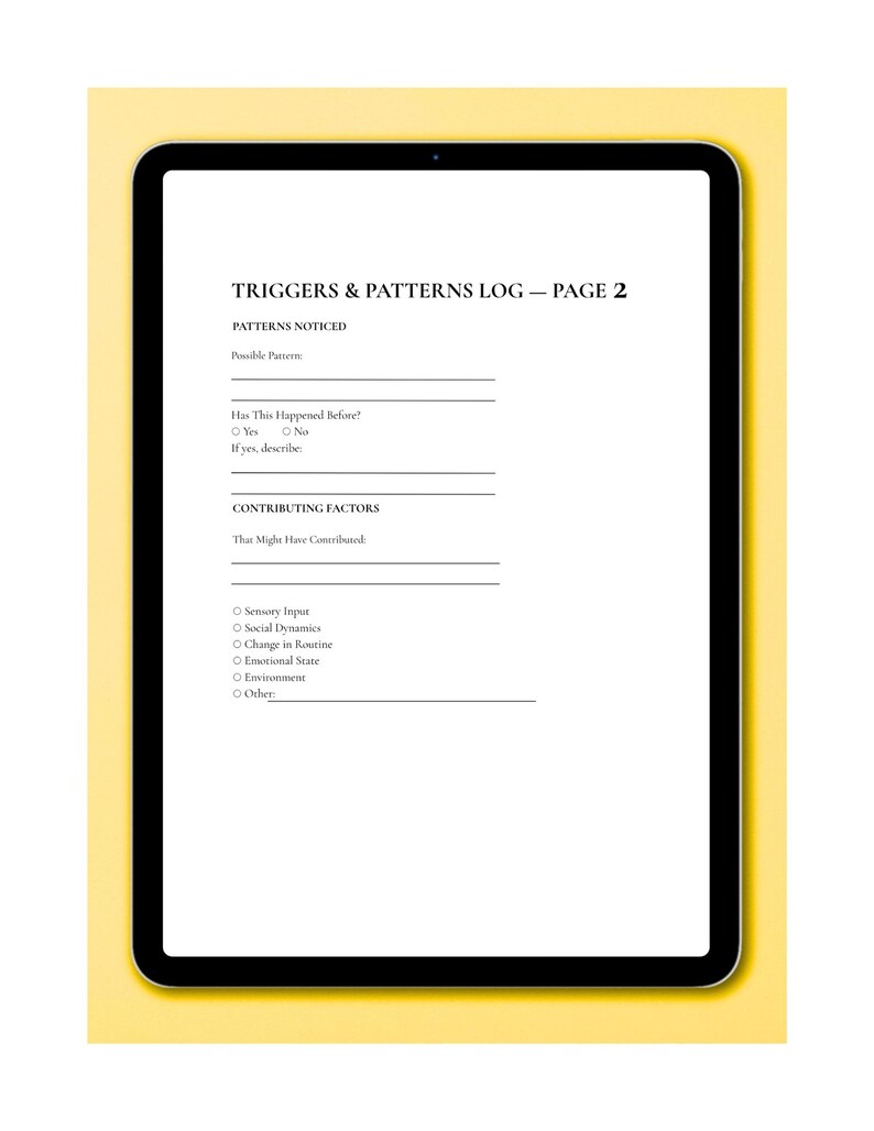 Autism Triggers & Patterns Tracker / Mini Log - Etsy