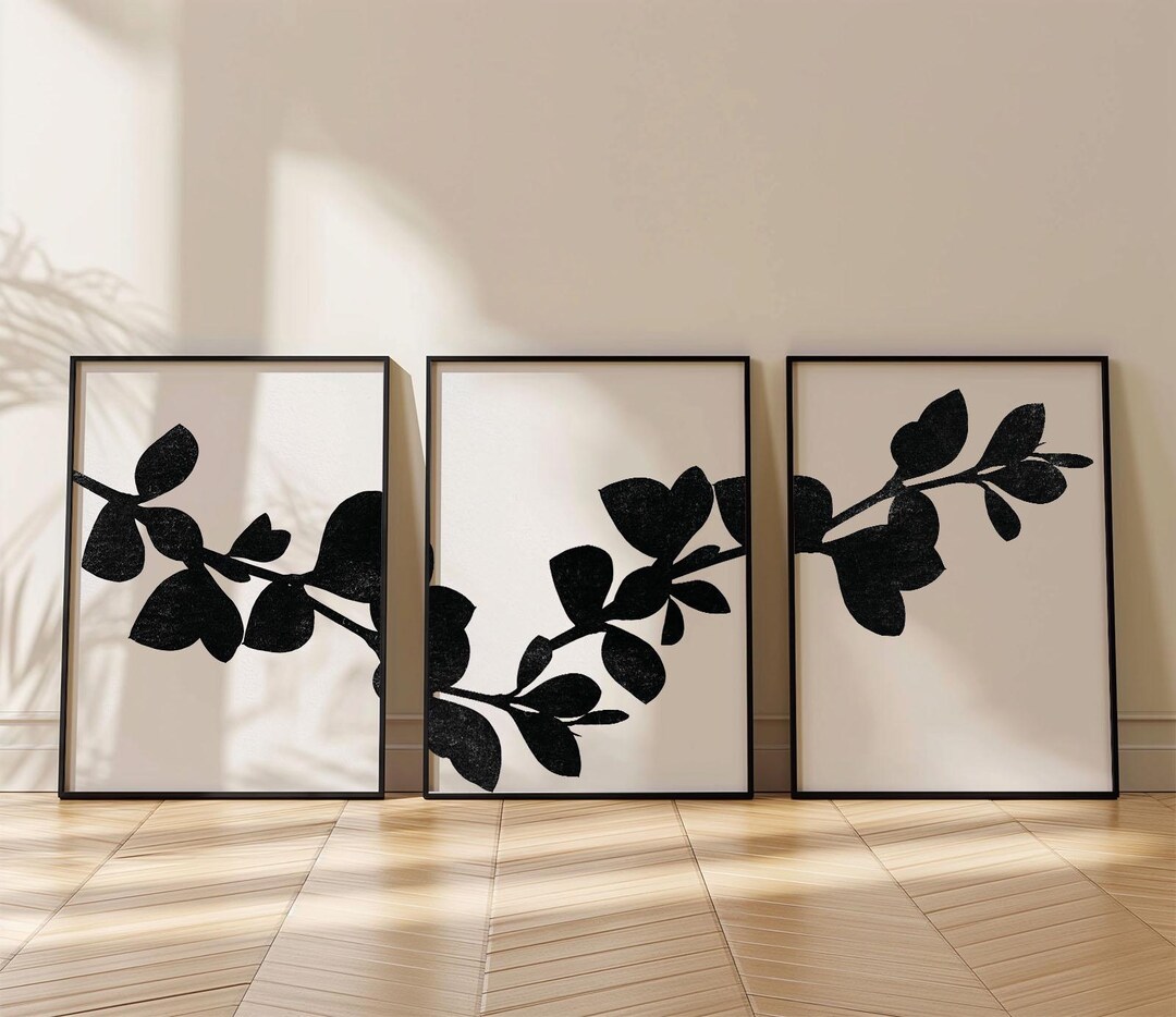 Minimalist Floral Prints Set | Black and White Botanical Gallery Wall ...