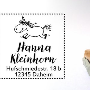 Adress-Stempel Einhorn Moppelchen personalisiert Bild 1