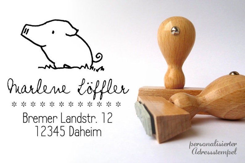 Adress-Stempel SCHWEINCHEN personalisiert Bild 1