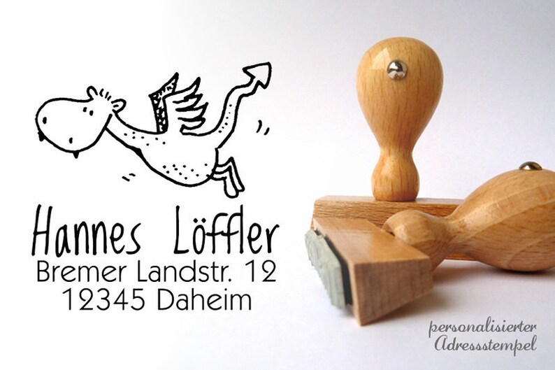 Adress-Stempel DRACHE Version B personalisiert Bild 1