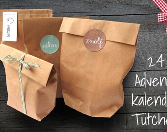 24 Brown bags made of extra strong Kraft paper