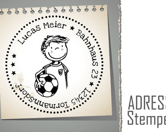 Adress-Stempel  FUßBALL  rund 5cm personalisiert