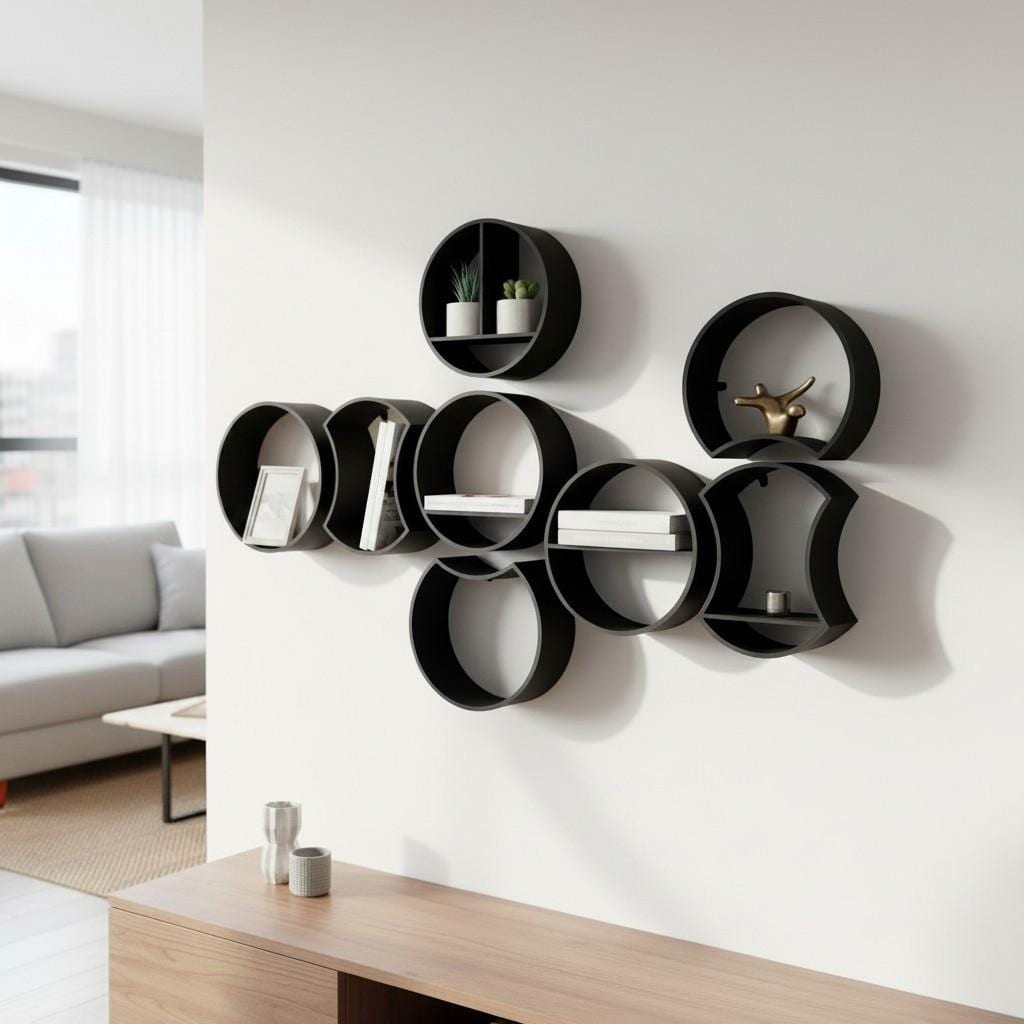 One Side Rounded Shelf Modular Round Shelves | Modern Circular Wall Storage, Minimalist ...