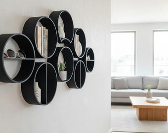 Rundes Regal | Moderne kreisförmige Wandaufbewahrung, minimalistisches Floating-Set