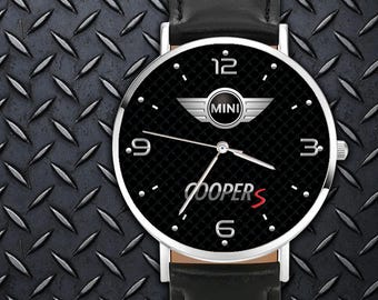 Luxury S Mini Cooper Edition Men's Car Emblem Wristwatch Simple Leather Strap Watch Alloy Bracelet