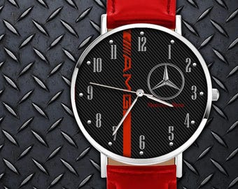Luxury Mercedes AMG Edition Mens Wristwatch Simple Alloy, Leather Strap Watch