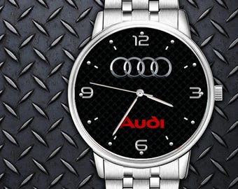 Reloj de pulsera de lujo Audi Sport Edition para hombre con emblema de coche, correa de cuero sencilla y brazalete de aleación.