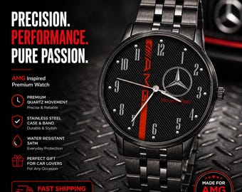 Orologio da polso da uomo di lusso Mercedes AMG Edition, semplice, in lega, con cinturino in pelle.