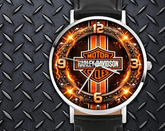 Luksusowy męski zegarek na rękę Harley Edition Davidson Emblem z prostym skórzanym paskiem i bransoletą ze stopu