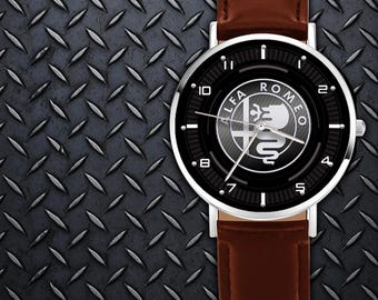 Luxury Alfa ROmeo Edition Mens Wristwatch Simple Alloy, Leather Strap Watch