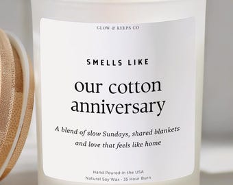 2nd Anniversary Candle, Cotton Anniversary Gift for Couple, Second Wedding Anniversary Gift for Husband Wife