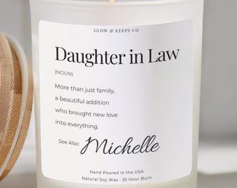 Personalized Daughter in Law Candle Custom Name Daughter in Law Gift Mother's Day Gift Definition Candle