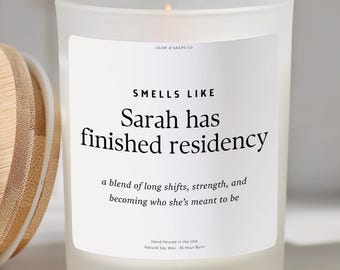 Personalized Residency Graduation Candle, Medical Residency Gift, Meaningful Physician Gift