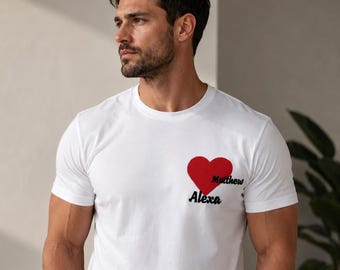 Camiseta personalizada para papá con los nombres de los niños, camiseta personalizada para el Día del Padre, camiseta con corazón para papá, regalo para papá primerizo, camiseta familiar a juego.