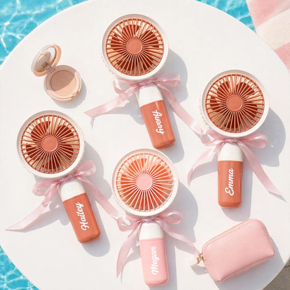 Personalized Handheld Fan: Summer Pool Party Favors, Bachelorette Party Gifts, Girls Trip Essentials