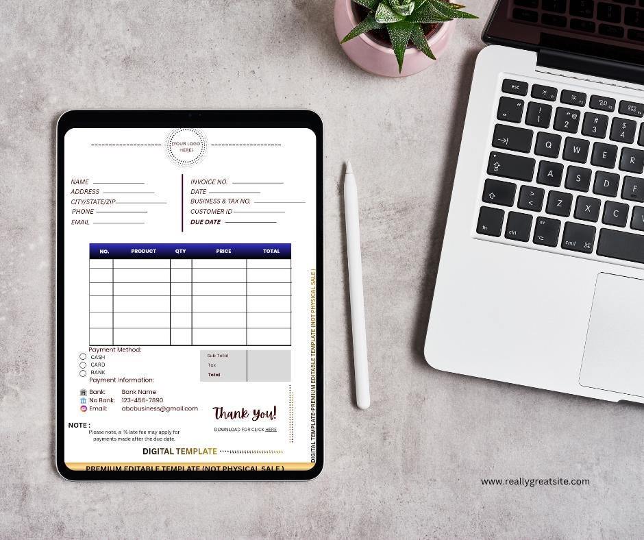 Editable Canva Invoice Template for Small Business | Professional ...