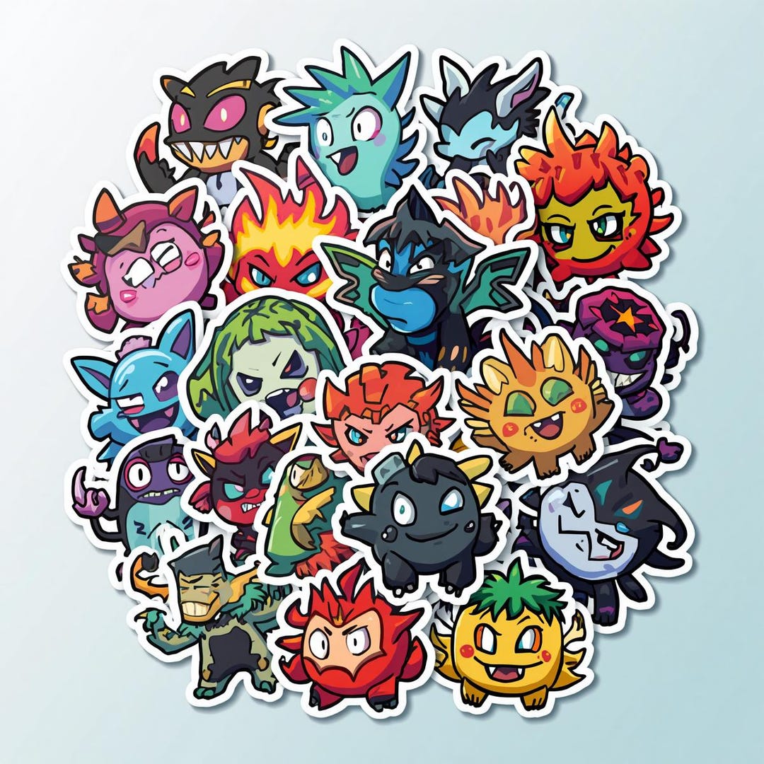 Yellow Creature Sticker Creature Stickers Pack โ Colorful Cartoon Vinyl Decals for Laptops ...